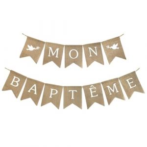 Bannière Baptême Mon BAPTÊME Décoration Baptême Banderole Baptême Décoration Communion Décoration Baptême pour Garçon Fille (Huigugu, neuf)