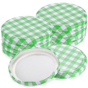 Lot de 50 couvercles Twist Off de 82 mm pour bocaux &agrave; confiture, couvercles de 82 mm, couvercles de rechange TO 82 mm, vert &agrave; carreaux, couvercles de rechange pour bocaux de 82 mm (qiwuhai, neuf)