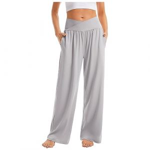 TOFOTL Baggy Femme Bas Carotte Compression &Eacute;l&eacute;gante Sculptant Fluide Culotte Ample Cuir Et Ventes Flash Survetement Sportswear Cuisine Pantalon Taille Haute Femme Gris Clair M (TOFOTL✈8-21 Jours Arrivent, neuf)