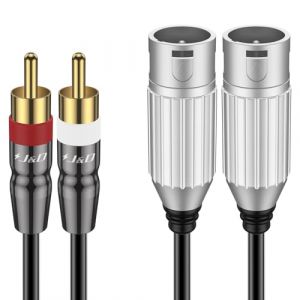 J&D 2 RCA vers 2 XLR Mâle Câble, Câble Asymétrique Double XLR Mâle vers RCA 2XLR vers 2RCA Mâle Cordon de Connexion pour Haut-parleurs, Amplificateurs, Systèmes Audio Stéréo HiFi, 2,7 Mètre (J&D Tech FR, neuf)