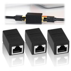 3 PCS Coupleur Ethernet RJ45 10Gbps Support POE Cat 8 Rallonge RJ45 Raccord Femelle Femelle Prolongateur R&eacute;seau Connecteur LAN Compatible C&acirc;ble Cat8/7/6/5e Adaptateurs (XiangYangLi, neuf)