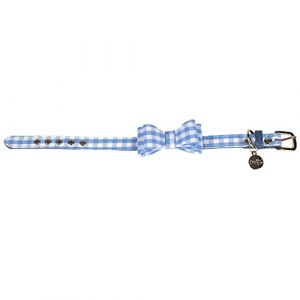 DOOGY FASHION - Collier chien Vichy Bleu clair : T30 (Natur'animo, neuf)