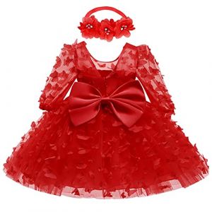 B&eacute;b&eacute; Fille Petite Robes Tutu Fleur Mariage Anniversaire Cake Smash Saint-Valentin No&euml;l Bapt&ecirc;me Robe de soir&eacute;e f&ecirc;te Rouge 18 Mois (ZhuL, neuf)