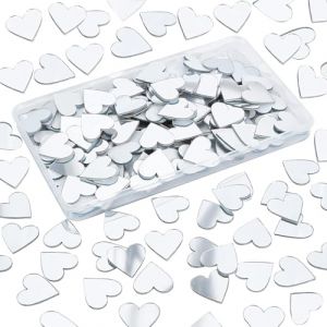 SSyang 200 Pièces Tuiles de Miroir de Coeur, 2cm Mini Miroir Adhésif Petits Carreaux de Mosaïque de Miroir Carré Acrylique Carreaux de Miroir Artisanal pour de Cuisine Murale Fête des Mères (Argent) (luou, neuf)
