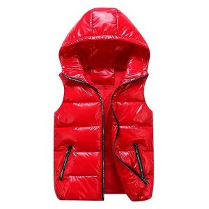 GIBZ Homme Doudoune Gilet Brillant &Agrave; Capuche Chaud avec Poches Fermeture &Eacute;clair Veste Matelass&eacute;e Sans Manches Blousons D&eacute;contract&eacute; pour Hiver, Rouge, L (Shopzo EU, neuf)