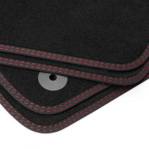 teileplus24 BDV779 Tapis de Sol en Velours Compatible avec Renault Clio 5 2019-, Double Couture d&eacute;corative, Couture:2X Rouge (teileplus24 GmbH de Berlin, neuf)