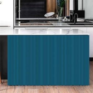 Highdi Rideau Armoire Cuisine Courts, Meuble Rideau Cache Placard Anti Poussi&egrave;re Auto-Adh&eacute;sif sans Per&ccedil;age pour sous Evier, Cuisine Porte de Placard, &Eacute;tag&egrave;res (Bleu lac,60 * 90cm) (Highdi, neuf)