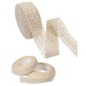 FUGLUS Ruban Dentelle Vintage Beige, D&eacute;coratif Auto-Adh&eacute;sif, Bordure en Dentelle pour Artisanat, D&eacute;coration de Mariage, Scrapbooking, Bo&icirc;te Cadeau (3 Rouleaux) (BOOKING PRICELESS, neuf)