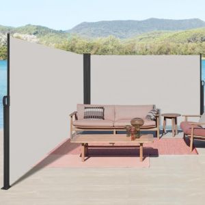 Kidsgigglz Brise Vue Retractable, Paravent Exterieur Retractable Store Exterieur Opaque, Protection de l'intimit&eacute; et du Vent pour Balcon Terrasse Exterieur, Gris Store lat&eacute;ral, 200x600cm (Kidsgigglz Shop, neuf)