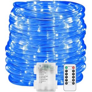 SUAVER Tube Lumineux à Pile LED Guirlande Lumineuse Corde avec télécommande,Étanche Luminosité Variable Tuyau de Intérieures et Extérieures,Décoration Fête,Mariage,Noë (Bleu, 10m 100LED) (SUAVER Direct, neuf)