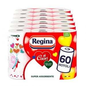 Regina Lot de 60 rouleaux à 2 plis | 50 feuilles par rouleau | Grande absorption, épaisse et résistante | Papier 100% certifié FSC® (Global Dream ⭐⭐⭐⭐⭐RETOURS SANS FRAIS, neuf)