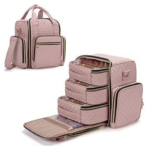 Luxja Sac pour Rangement Vernis &agrave; Ongle pour 72 Bouteilles, &Eacute;tui pour Vernis &agrave; Ongles avec 3 Sacs Amovibles, Rangement Vernis a Ongle (Sac Seulement), Rose P&acirc;le (SILIDE EU, neuf)