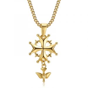 BOBIJOO Jewelry - Pendentif Croix Huguenote Protestant Femme Enfant Or (ANGELYK, neuf)