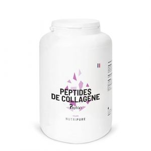 Nutripure Collagène | Peptides de Collagène Peptan | Acides Aminés, Types 1 | Protège Os et Articulations, Hydratation de la Peau | Goût Chocolat | Pot de 1.2kg | 4 Mois | Made in France (NUTRIPURE, neuf)
