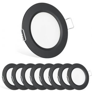 acegoo Spot Encastrable 12V LED Extra Plat Argent Dimmable 2.5W 215LM Étanche IP64 Éclairage Plafond Encastré pour Camping-car Bateau Van Cuisine Salle de Bain Meuble, Noir 3000K, Lot de 8 (Acegoo EU, neuf)