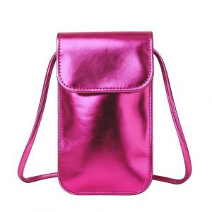 Sac Telephone Portable Femme en Cuir Pu Souple, Sacoche Femme Bandouli&egrave;Re, Crossbody Pochette Sacoche pour T&eacute;L&eacute;Phone Moins de 7 Pouces, Id&eacute;Aux pour Tous Les Jours (Rose red) (lixingmaoyi-, neuf)