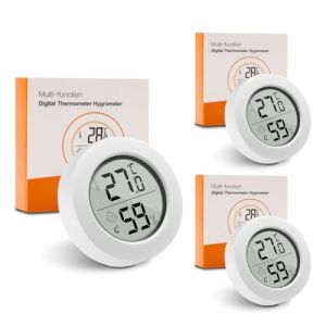Lot Thermometre Interieur Maison, 3 Pi&egrave;ces Mini LCD Digital Thermometre Hygrometre Barometre Interieur, Mesure Precision Mural Petit Thermom&egrave;tre d'int&eacute;rieur pour Chambre Bebe, Culture and Cave, Blanc (BIMENGK, neuf)