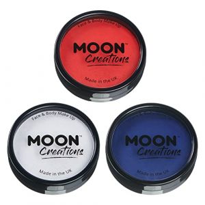 Moon Creations Maquillage professionnel visage et corps | Moules à gâteaux professionnels avec peinture colorée pour maquillage | pour enfants, adultes, rouge, blanc, bleu foncé, (NeonBeauty, neuf)