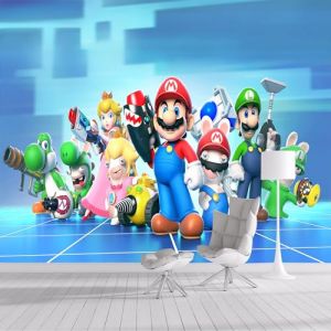SIJIFACAI Papier peint auto-adhésif de taille personnalisée, animation 3D de Super Mario, amovible et autocollant, grand papier peint photo (Custom Size Wall Murals, neuf)