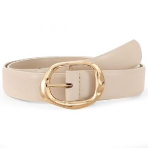 JasGood Ceinture en cuir pour femmes pour jeans, pantalons - Ceinture de taille d&eacute;contract&eacute;e pour femmes - Ceinture de mode avec boucle en or, beige, XXL:140cm(Taillengr&ouml;&szlig;e 116-125cm) (JasGood Official Store, neuf)