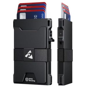 dwnkove Portefeuille Homme, Porte Carte Bancaire avec Blocage RFID, Porte Feuille et Porte-Cartes Pop-up en Aluminium en M&eacute;tal avec Plaque Arri&egrave;re Extensible, Etui Carte D&eacute;tient 12+ Cartes et Billets (dwnkove EU, neuf)