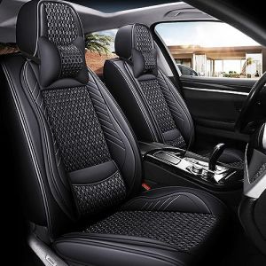 maiqiken Housse de siège pour Audi A3 Sportback Hatchback 2002-2025 Ensemble Complet de 5 Places Utilisation Toutes Saisons en Simili Cuir PU Housses de siège Avant et arrière, Deluxe - Noir (Blackwheel, neuf)