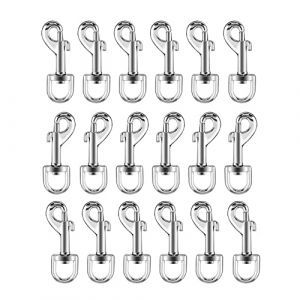 KAIAIWLUO Clip Chien,18 Pcs Boulon à Fermoir Homard 360° Mousqueton Pivotant Clip à Ressort de Déclenchement Pivotant en Alliage de Zinc Crochets avec Emerillon pour Collier Chien Sangle Porte-clés (KAIAIWLUO, neuf)