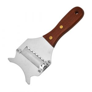 FEQDWOX 1 pièce Rasoir à Truffes Professionnel, Trancheuse à Truffe avec Manche en Bois, Coupe-Truffes en Acier Inoxydable, Lame Ondulée Acier Inoxydable pour Chocolat Fromage Truffe (XiangYangShiZhuMeiSiShangMaoYouXianGongSi, neuf)