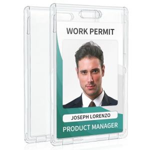 Uniclife 2 Pcs Porte Badge à Fente Verticale en Plastique Transparent éTui Protecteur de Carte Rigide pour le Bureau Cartes d'Identité Scolaires Cartes de Proximité Permis Conduire et Laissez-Passer (Dinglang, neuf)