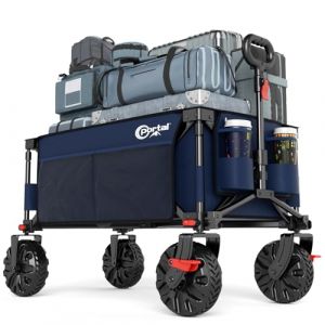 PORTAL Chariot de Plage Pliable, Chariot de Transport &agrave; roulettes Tout Terrain Poign&eacute;e R&eacute;glable Charrette pour Ext&eacute;rieur Camping Pique-Nique avec Roue de 20 cm (Portal Outdoors, neuf)