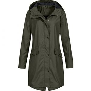 MOKBAY Impermeable Femme Hiver L&eacute;g&egrave;re Anti Pluie Manteau Blanc &Agrave; Capuche Sport Cir&eacute; Imperm&eacute;able Doubl&eacute; Polaire Raincoat Longue Automne Vert arm&eacute;e Parka Femme Vert arm&eacute;e S (MOKBAY, neuf)