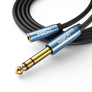 MillSO Adaptateur audio jack 6,35 mm m&acirc;le vers jack 3,5 mm rallonge de casque avec contacts plaqu&eacute;s or 24 K pour casque, haut-parleur, guitare, amplificateur de basse et syst&egrave;me HiFi - 5 m (MILLSO FR, neuf)