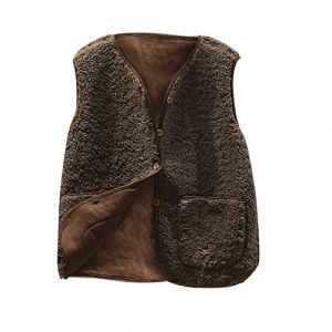 SYDUZAX Gilet Sans Manches Femme Doux Veste Automne Hiver Polaire Femme Chic et &Eacute;l&eacute;gant Blouson Matelass&eacute;e avec Boutons Femme Couleur Unie Manteau Femme Chaud Grande Taille avec Poches Confortables (Vnvf-Hnek, neuf)