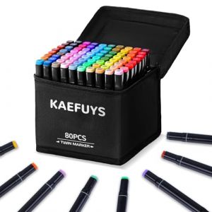 KAEFUYS Feutres Coloriage Adulte Professionnels 80 Couleurs, Feutre a Alcool Twinmarkers Double Pointe pour Art, Croquis, &Eacute;criture et Coloriage Adulte, avec Base et Sac de Rangement (HARIA EUROTRADING Kft., neuf)