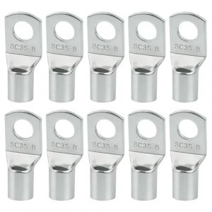 10 Pi&egrave;ces Cosses 35 mm&sup2; M8 Non Isol&eacute;es Cosses &agrave; Electriques Sertir SC en Cuivre &Eacute;tam&eacute; Connecteur de C&acirc;ble Anneau Tubulaires Battery Terminals Annea pour Voiture Batterie Panneaux Solaires Industriel (KangBinHuiStore, neuf)