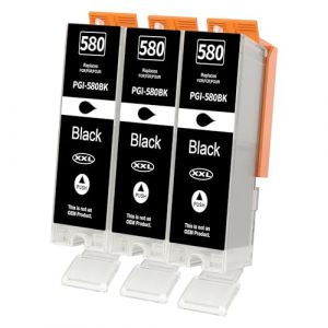 Jhaan PGI-580XXL PGBK Cartouches d'impression Compatibles pour Canon 580 PGI580 Compatible avec Pixma TS705 TR8550 TS6150 TR7550 TS6250 TR8500 TS8251 TS6350 TS9550 TS6151 TS9551(Noir,3 Pack) (Jhaan, neuf)