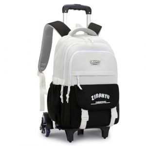 Amythe Cartable à roulettes pour fille avec 6 roues, sac à dos d'écolier avec roulettes, amovible, pour enfants de 1 à 5 classes, bagage à main, étanche, pour l'école et les voyages, 32L-1262, Noir (Amythe, neuf)