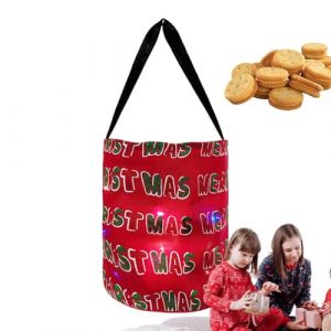 Seau d'Halloween lumineux, seau d'Halloween &agrave; LED - Sac de bonbons de No&euml;l lumineux r&eacute;utilisable polyvalent | Sac &agrave; bonbons de no&euml;l en Polyester, sacs de no&euml;l &agrave; lumi&egrave;re LED, fournitures de no (duiang, neuf)