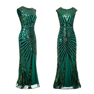 Robe Annee 20 Gatsby Robe À Charleston Grande Taille Robe De Bal 20s Robe À Paillettes Robe De Cocktail Robe Longue Gatsby Femme Annee 20 1920s Party Fête Bal Soirée Art Déco (Anglekie, neuf)