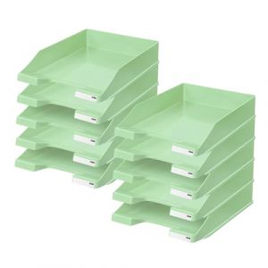 HAN 1027-X-805 Lot de 10 corbeilles &agrave; courrier Classiques pour Fournitures de Bureau, Corbeille &agrave; courrier, Porte-Documents, Jusqu'au Format A4/C4, Vert Pastel (IS Boutique, neuf)