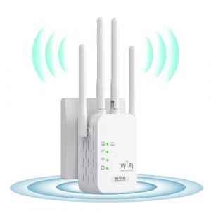 Répéteur WiFi, Puissant répéteur WiFi, amplificateur de Signal Internet Domestique/amplificateur de Signal WiFi, 4 antennes, 2 Ports LAN, amplificateur WiFi de Bureau et Domestique (Sulangdamai, neuf)