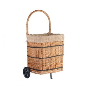 e-wicker24 Alles aus Weide Panier &agrave; b&ucirc;ches de chemin&eacute;e sur roulettes - Chariot en osier - Chariot de rangement - Panier &agrave; provisions-Caddie &agrave; roulettes-Poussette de Transport (e-wicker24, neuf)