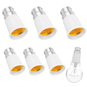 6PCS Adaptateur B22 e E27, Convertisseur de Douille, Adaptateur Ampoule Baillonette Vers Vis B22 vers E27 pour Ampoules LED, Incandescente Halogène CFL et LED, 0-220V (ShengShengXu, neuf)