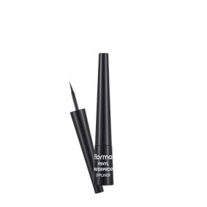 Flormar Vinyl Waterproof Dipliner - Eyeliner waterproof longue tenue avec finition brillante, couleur noire intense pigment&eacute;e, s&eacute;chage rapide, pointe de feutre pr&eacute;cise, r&eacute;siste &agrave; l'humidit&eacute; (Flormar Cosmetics GmbH, neuf)