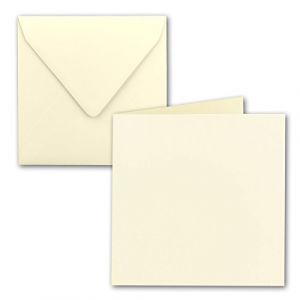 Lot de 10 cartes pliantes carrées, 15 x 15 cm, avec enveloppes, en vanille, collage humide, pour cartes de vœux, invitations, etc (GUSTAV NEUSER GmbH, neuf)