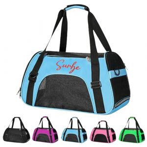 Sac &Agrave; Transport pour Chat Personnalis&eacute; avec Broderie - Sac &Agrave; Dos Chat Et Sac Transport Petit Chien, Pliable, &Agrave; Bandouli&egrave;re Et Poign&eacute;e (Bleu) (Runyada, neuf)