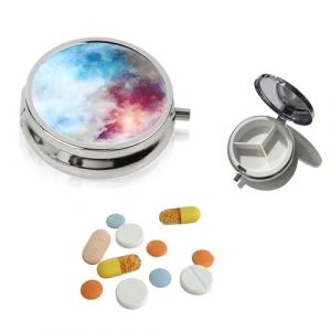 Pilulier 3 Compartiments en Acier Inoxydable, Mini Pilulier de Voyage Portable pour Sac &agrave; Main, Personalpilldispenser Organiseur pour Pilules, Vitamines, Sucre, Rond (TERRA NOVA DISTRIBUTORS, neuf)