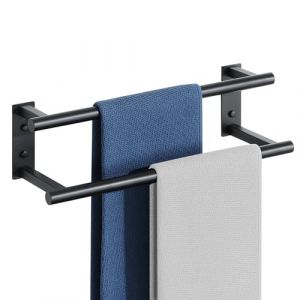 Mooche Porte Serviette Salle de Bain, Longueur 40 CM, Barres Porte-Serviettes Support Mural, en Acier Inoxydable, Porte Serviette de Bain Antirouille et Durable, Noir (mooche-EU, neuf)