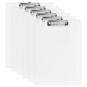 6 Porte-Bloc, Planches à Pince A4, Clip Planches en Plastique avec Pince Métallique Caoutchoutée, Porte-Documents avec Trou de Suspension, Bloc à Pince pour Bureau, Cuisine et École (Clair) (allowreve, neuf)