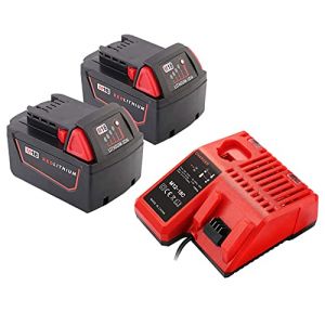 Lot de 2 batteries de rechange M18 M18B XC 18 V 5,0 Ah avec compatible Milwaukee chargeur M18 M12 M14 48-59-1812, 48-59-1807, 48-59-1806, 48-59-1840 Li-ion 14.4V~18V (FengBP, neuf)